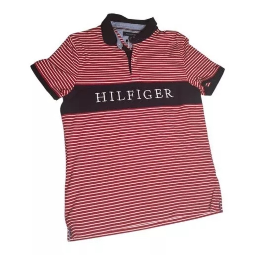 Tommy Hilfiger Y2K Vintage Red/White Polo Sz L